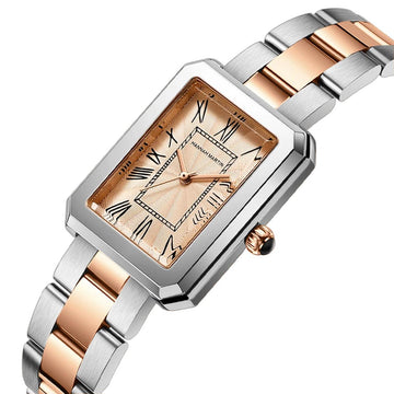 Super Quality Elegant Fashion Square Roman Dial Stainless Steel Ladie's 3Bar Quartz Wristwatch - Ideal Present